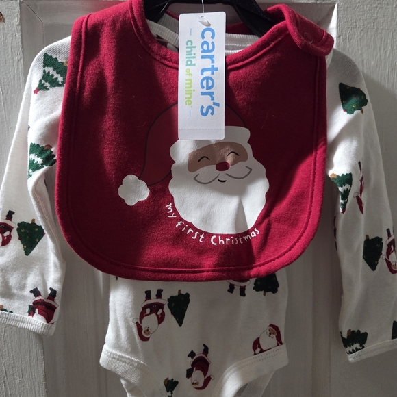 Carter's Other - NWT Carter's Red and White Baby Bib First Christmas And Newborn Matching Onesie